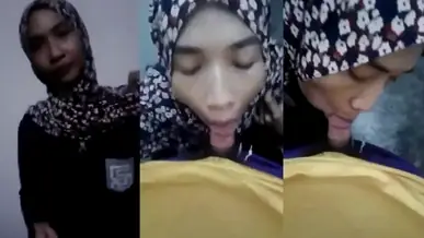 Jilbab Cantik Rakus Emut Kontol Pacar Sampe Dalem